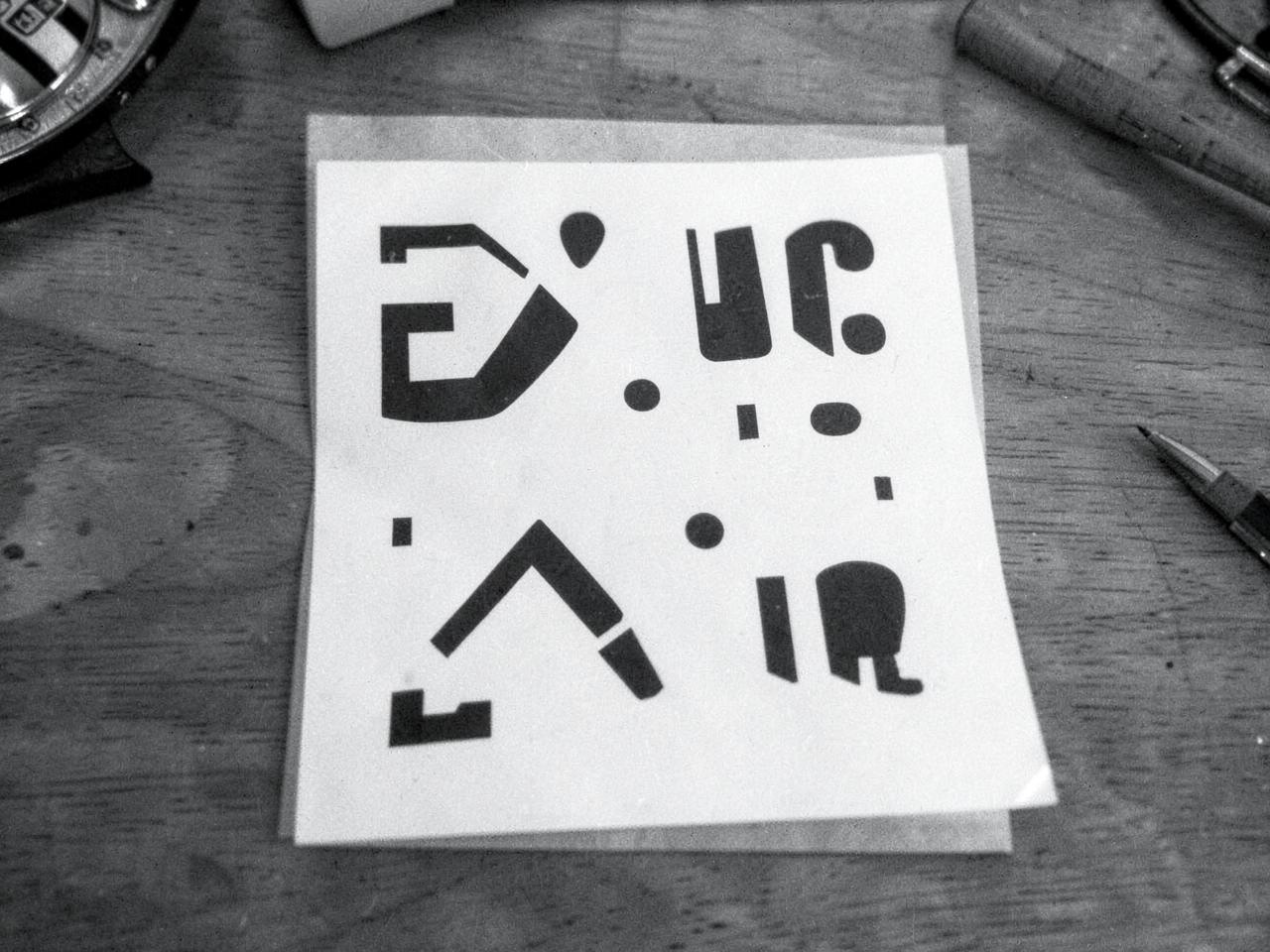 Typografiska prover på ett arbetsbord